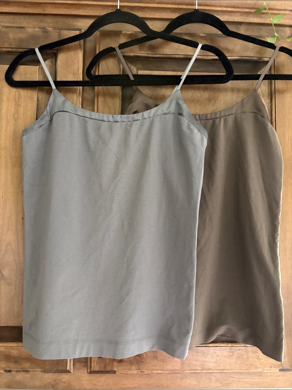 Set of 2 Banana Republic Taupe Satin-Trim Camisoles / tank tops